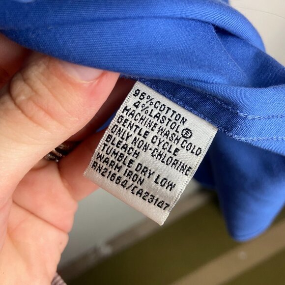 Talbots Size 16 Royal Blue Button Down Shirt Wrinkle Resistant Stretch Office - Picture 5 of 5